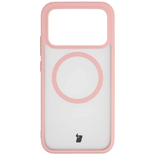 Etui z pierścieniem magnetycznym Bizon Case MatteO do Xiaomi POCO F8 Pro przydymione-jasnoróżowe